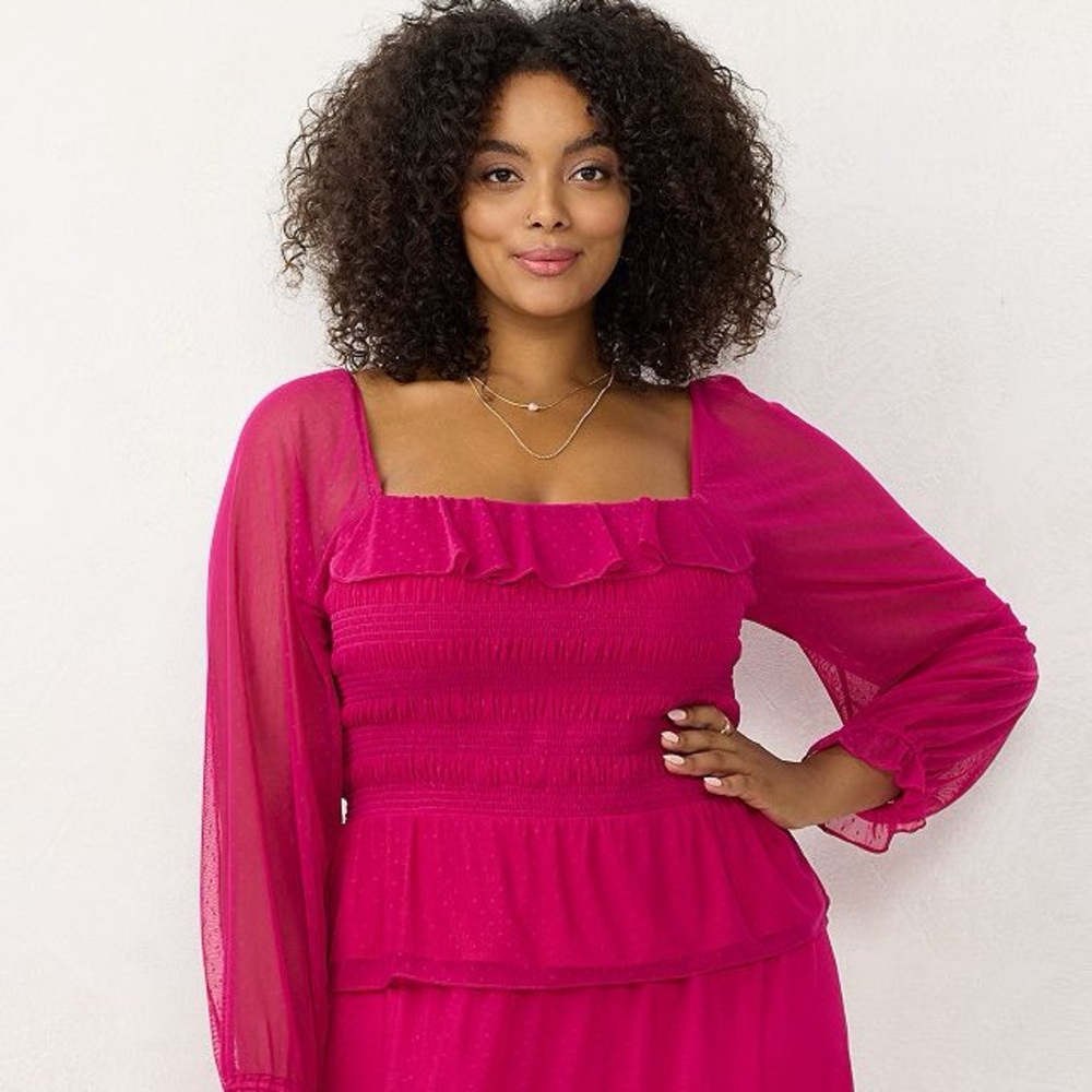 LC Lauren Conrad Long Sleeve Smocking Top
